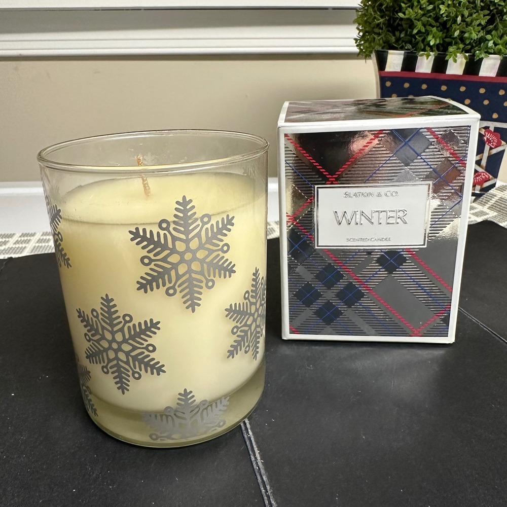 Slatkin & Co. Winter Holiday Scented Candle NIB Snowflake Single Wick
